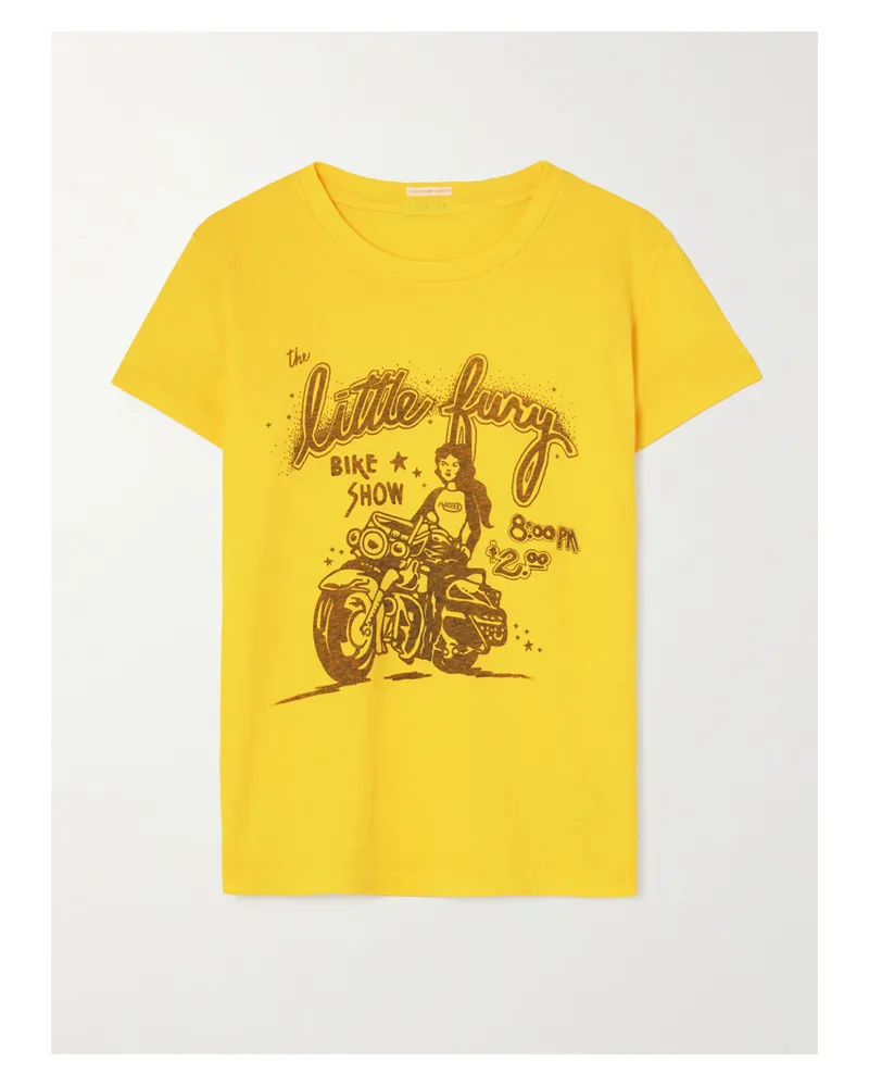 Mother The Boxy Goodie Goodie Printed Cotton-jersey T-shirt - Yellow Yellow