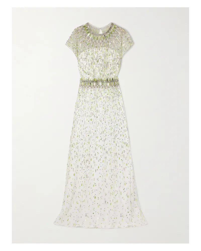Jenny Packham Lauretta Embellished Organza Gown - Green Green