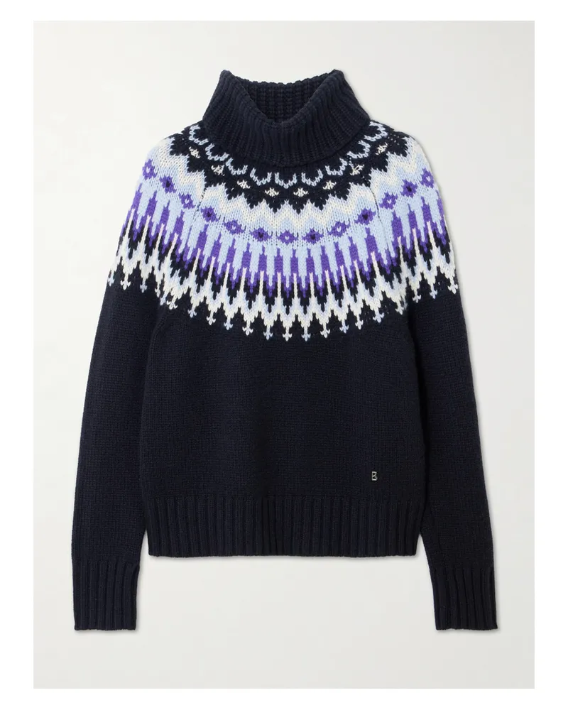 Bogner Ingrid Rollkragenpullover Aus Kaschmir Mit Fair-isle-muster - Blau Blau