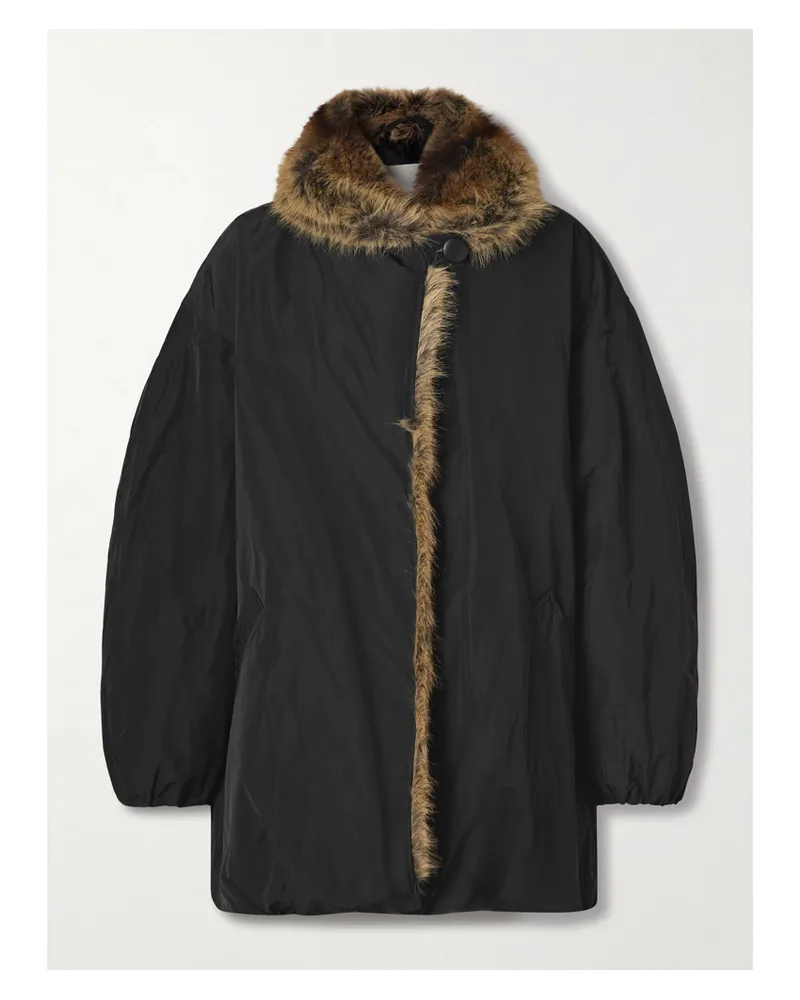 Isabel Marant Cardine Jacke Aus Wattiertem Shell Mit Besatz Aus Plüschmaterial - Schwarz Schwarz