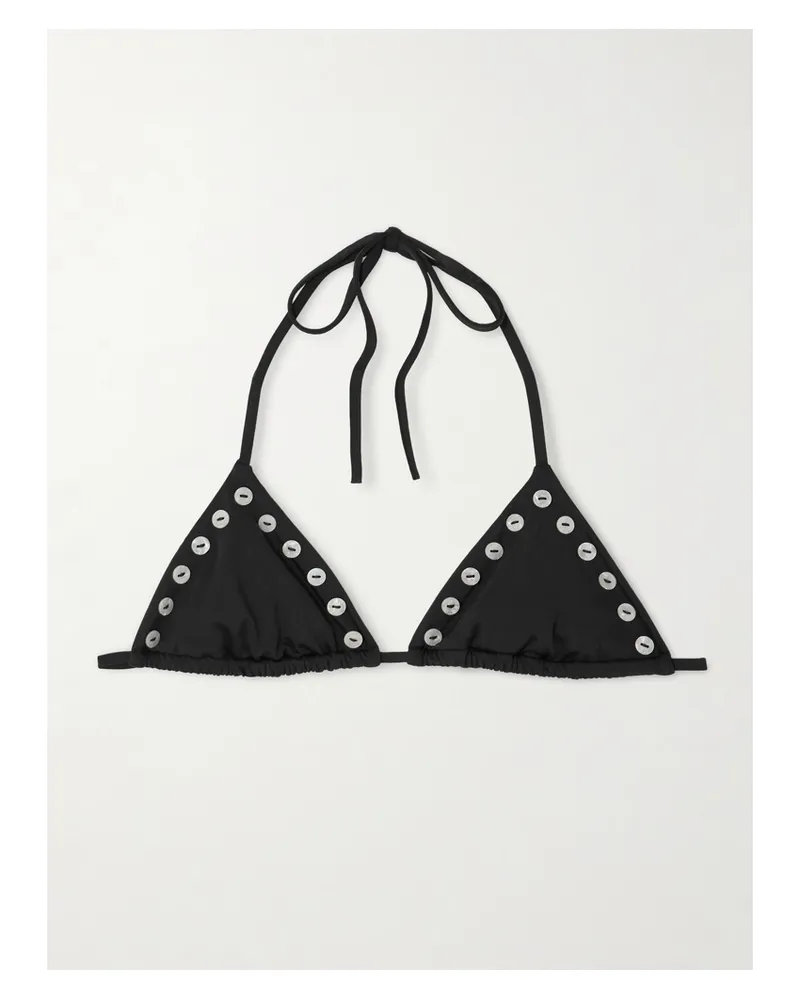 STAUD Lido Embellished Triangle Bikini Top - Black Black