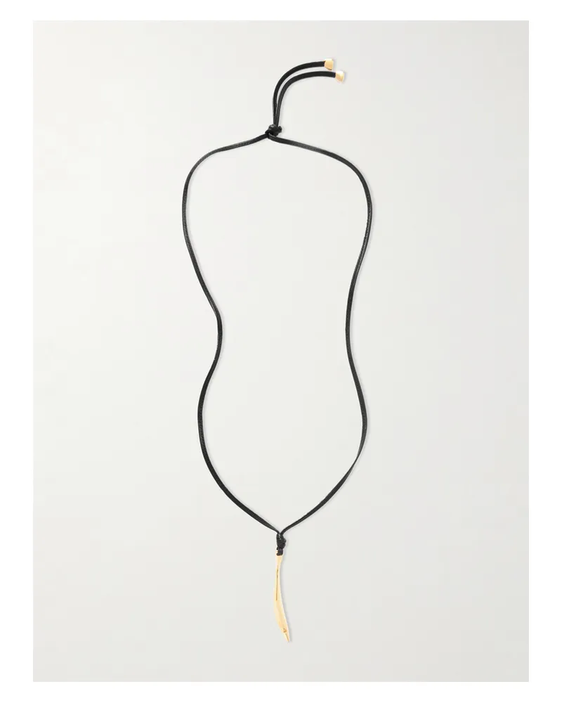 Bottega Veneta Gold-plated And Leather Necklace - Black Black