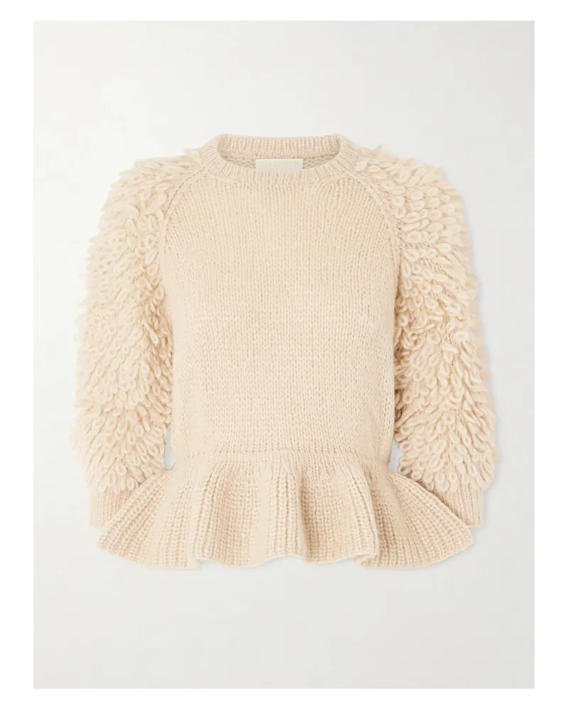 Ulla Johnson Selene Pullover Aus Bouclé Aus Einer Alpakawollmischung Mit Verzierungen - Creme Creme