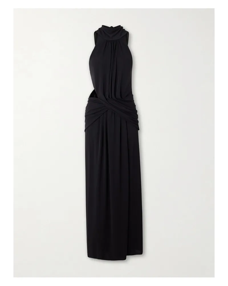 Johanna Ortiz Draped Stretch-jersey Maxi Dress - Black Black