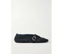Metallic Crocheted Ballet Flats - Blue