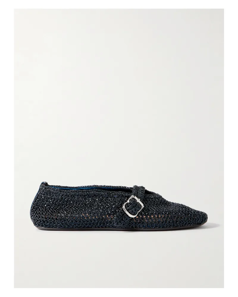 Alaïa Metallic Crocheted Ballet Flats - Blue Blue