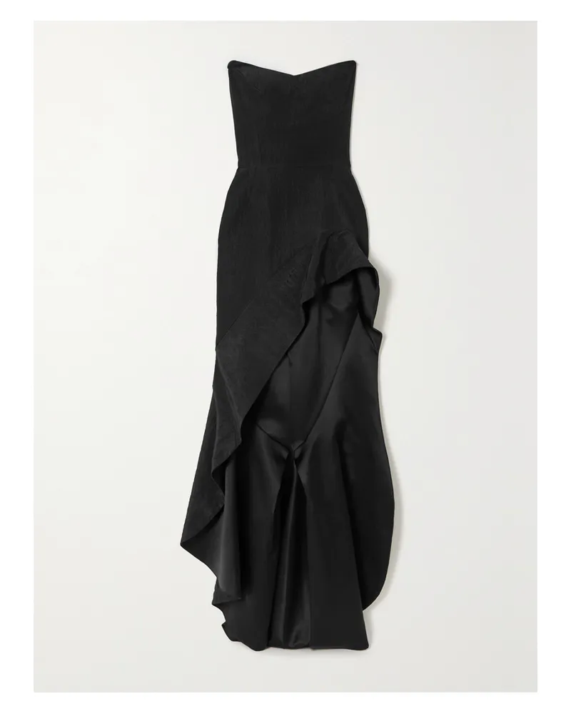 Maticevski Triumph Trägerlose Robe Aus Taft Mit Volant - Schwarz Schwarz