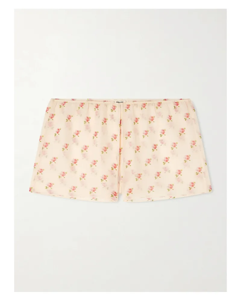 KHAITE Tilly Floral-print Silk-chiffon Shorts - Pink Pink