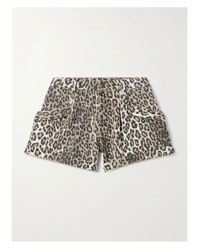 R13 Jodphur Shorts Aus Denim Mit Leopardenprint - Animal-Print Animal-print