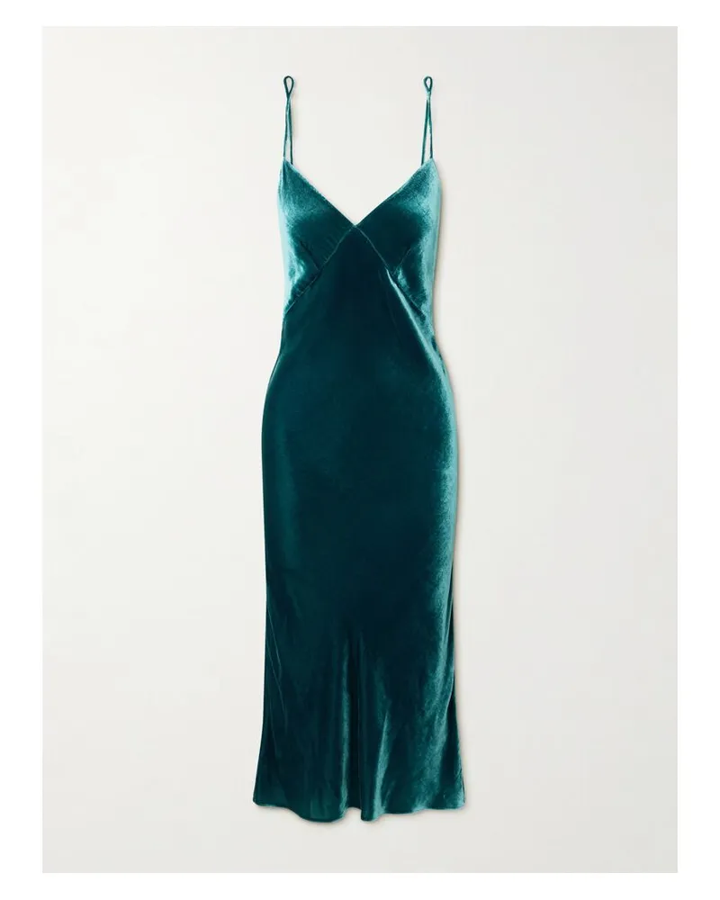 Olivia von Halle Issa Midikleid Aus Samt - Blau Blau