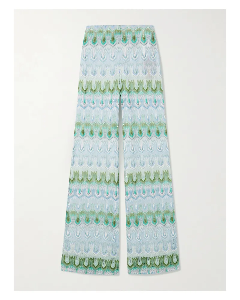 Missoni Metallic Crochet-knit Pants - Blue Blue