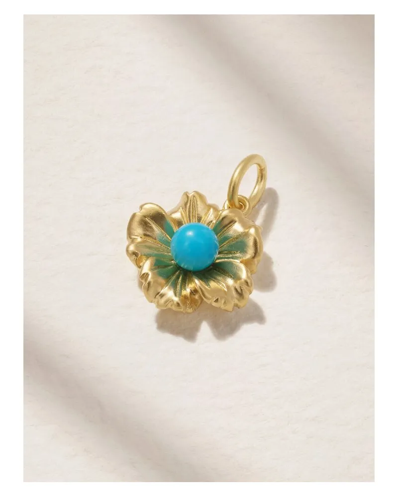 Irene Neuwirth Tropical Flower Anhänger Aus 18 Karat Gold Mit Türkis Gold