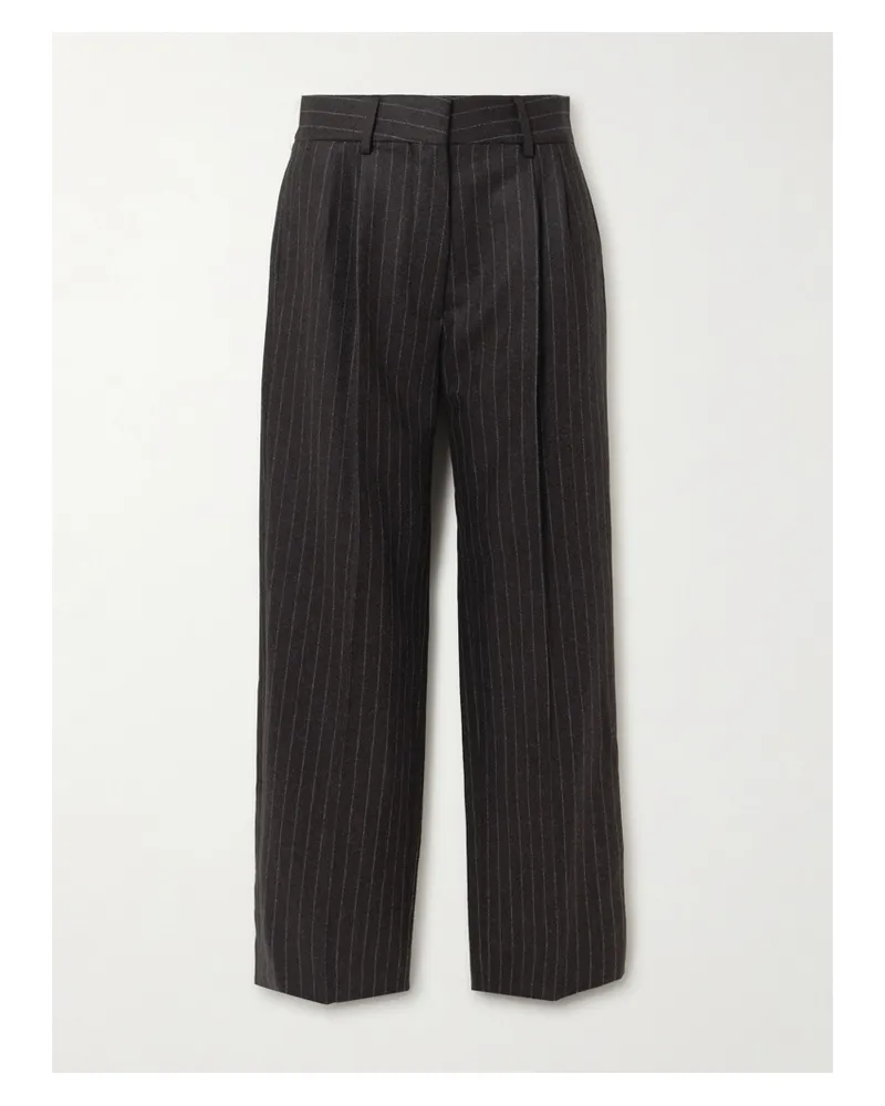 Blazé Milano Fox Hose Mit Geradem Bein Aus Einer Woll-kaschmirmischung Mit Nadelstreifen Und Falten - Braun Braun