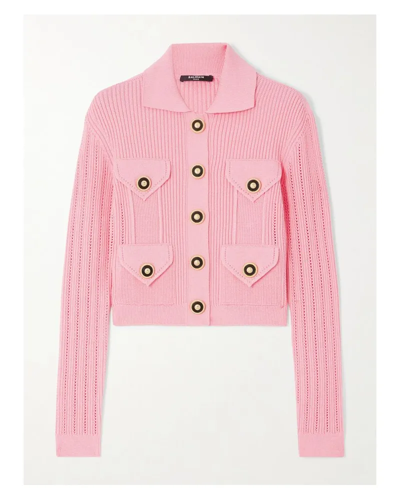Balmain Cardigan Aus Rippstrick - Pink Pink