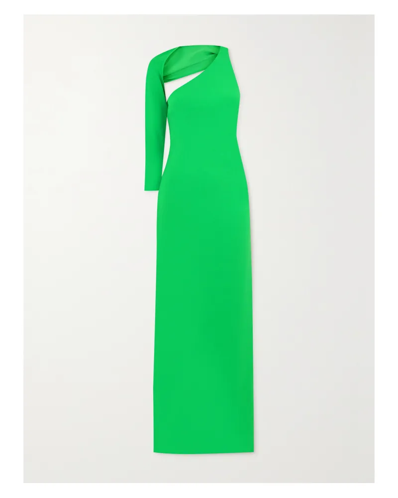 Solace London Saren Asymmetrische Robe Aus Stretch-crêpe - Grün Grün
