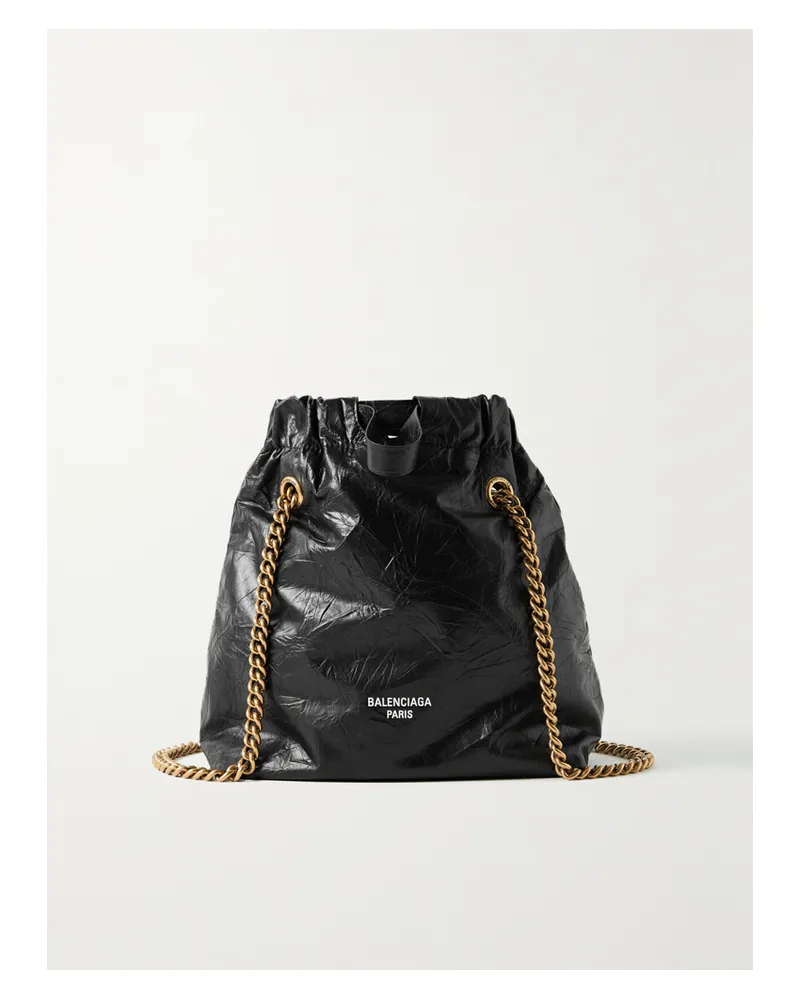 Balenciaga Crinkled-leather Shoulder Bag - Black Black