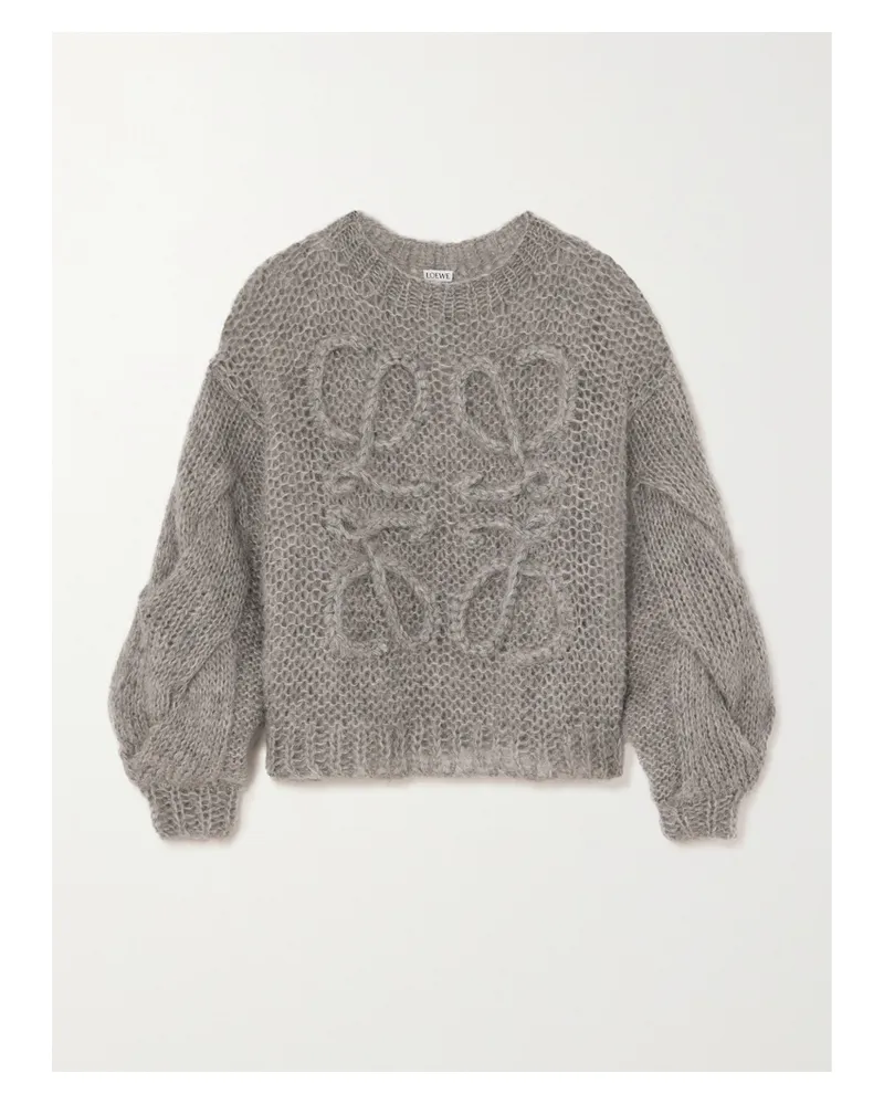 Loewe Anagram Oversized Mohair-blend Sweater - Gray Gray