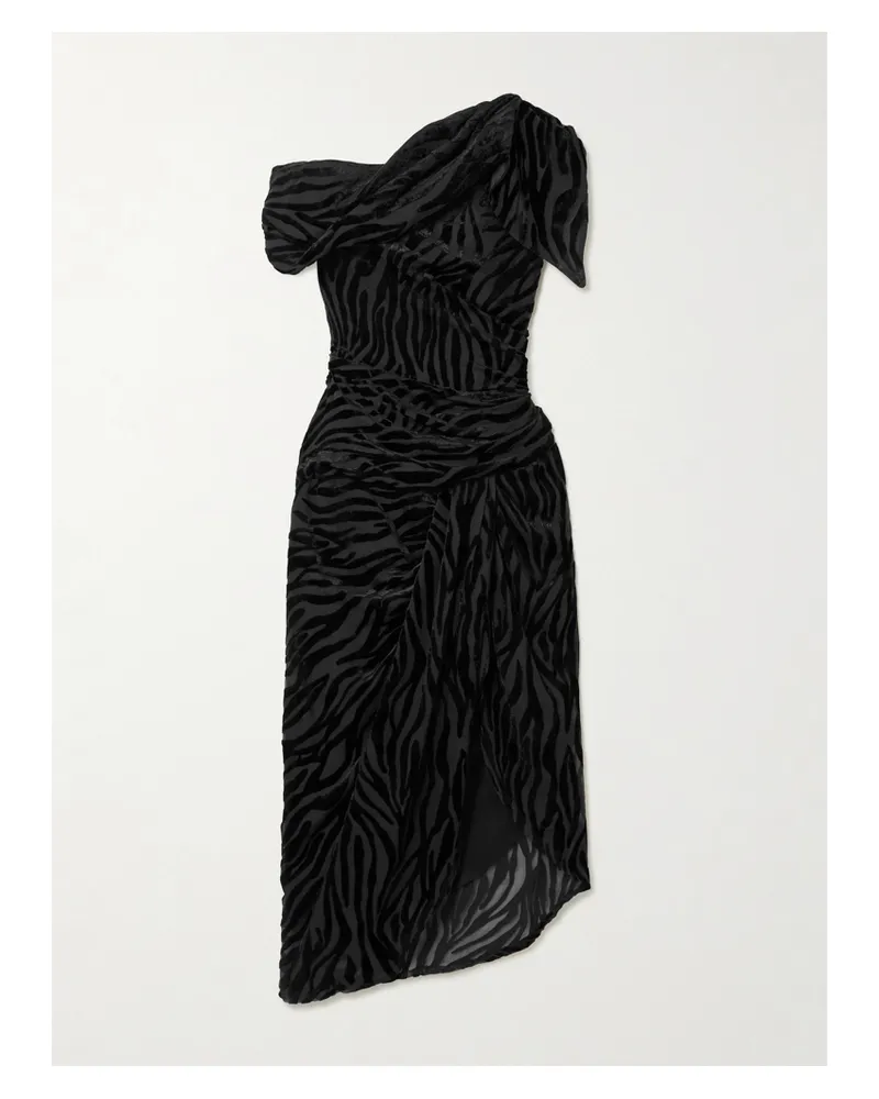 Isabel Marant Cyane Asymmetrisches Kleid Aus Devoré-samt Mit Raffungen - Schwarz Schwarz