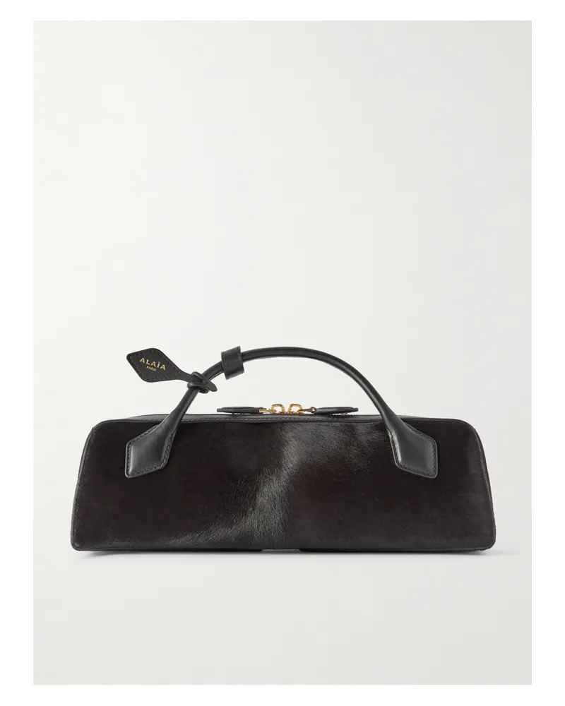 Alaïa Le Teckel Leather-trimmed Calf Hair Clutch - Brown Brown