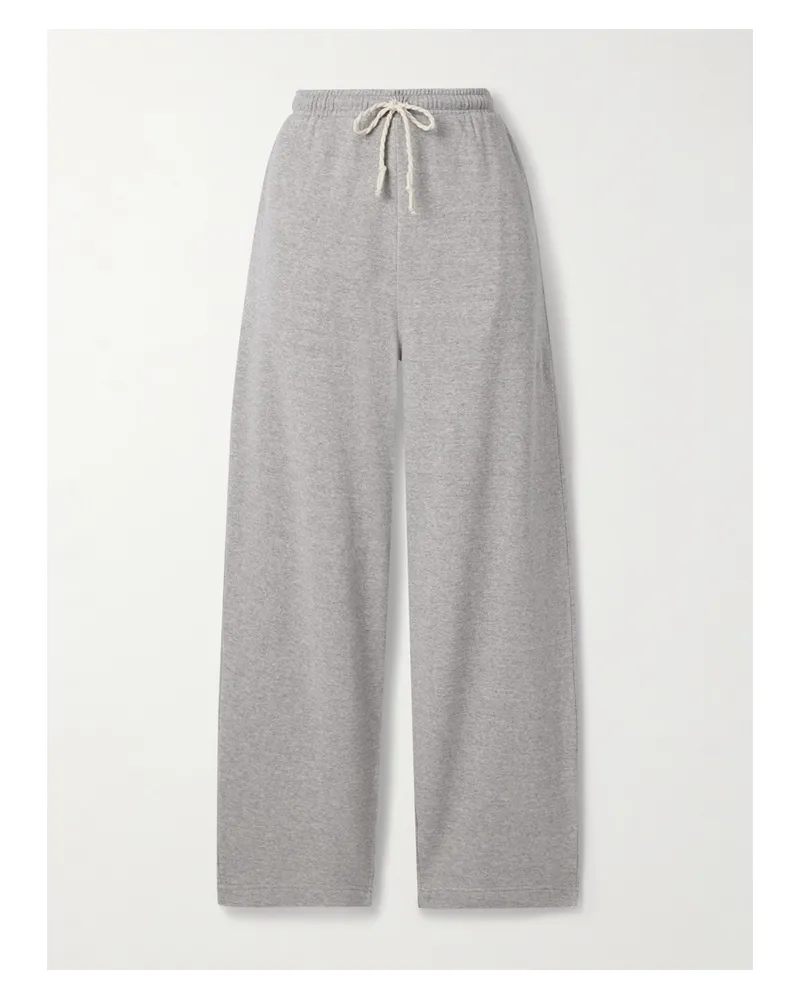 The Elder Statesman Daily Cotton And Cashmere-blend Wide-leg Track Pants - Gray Gray