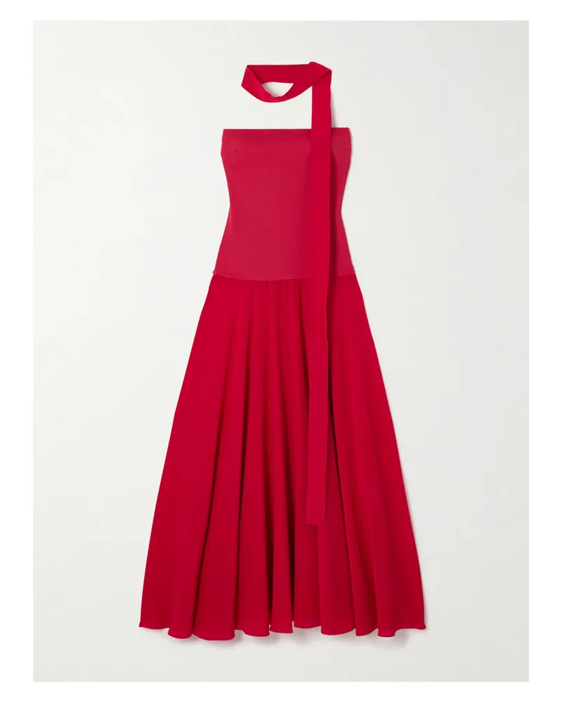 Esse Studios Illi Trägerloses Maxikleid Aus Crêpe Und Seidensatin Mit Band - Rot Rot