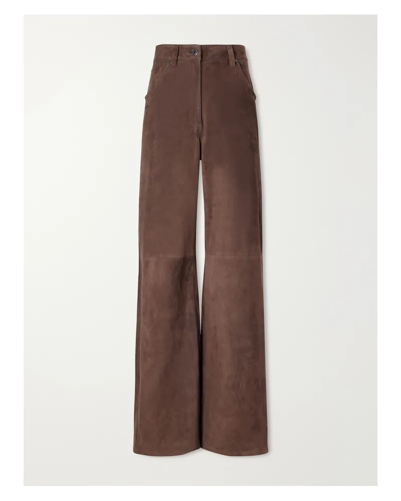 Brunello Cucinelli Mid-rise Straight-leg Suede Pants - Brown Brown