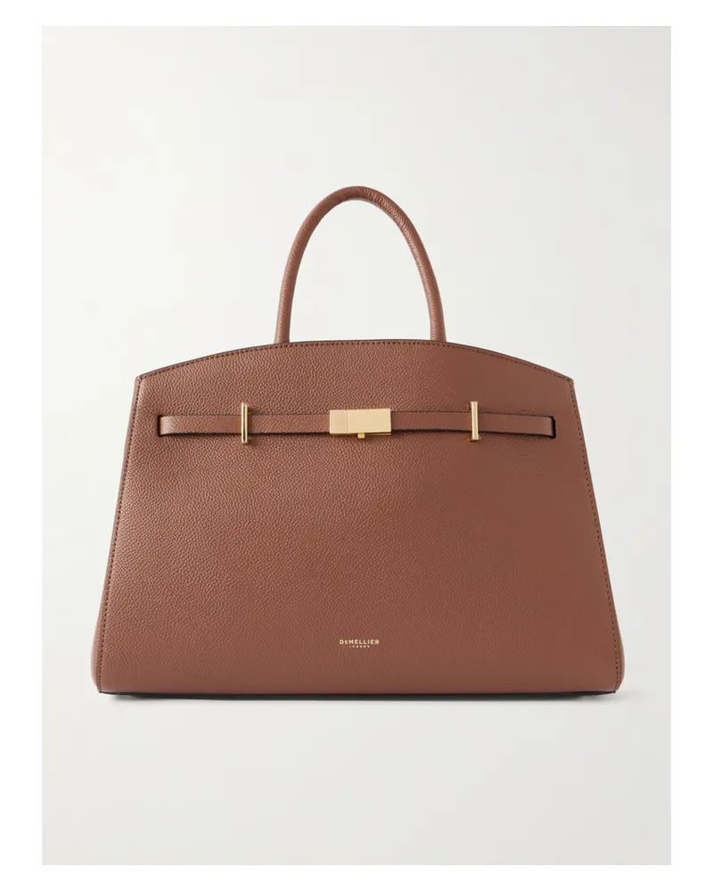 DeMELLIER The Hudson Midi Textured-leather Tote - Brown Brown