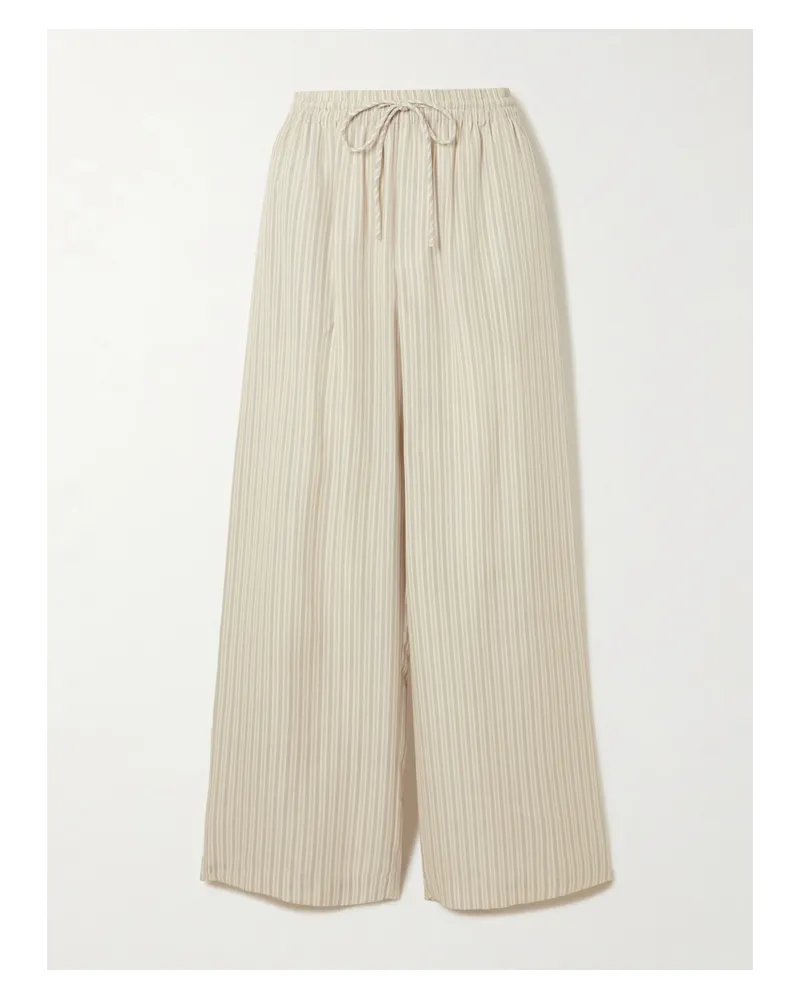 Róhe Gestreifte Seidenhose Mit Weitem Bein - Creme Creme
