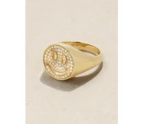 Happy Face Ring aus 14 Karat  mit Diamanten