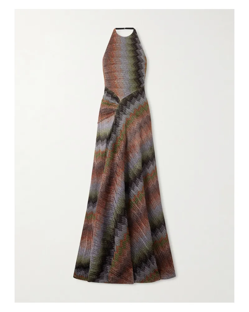 Missoni Neckholder-maxikleid Aus Metallic-häkelstrick Metallic