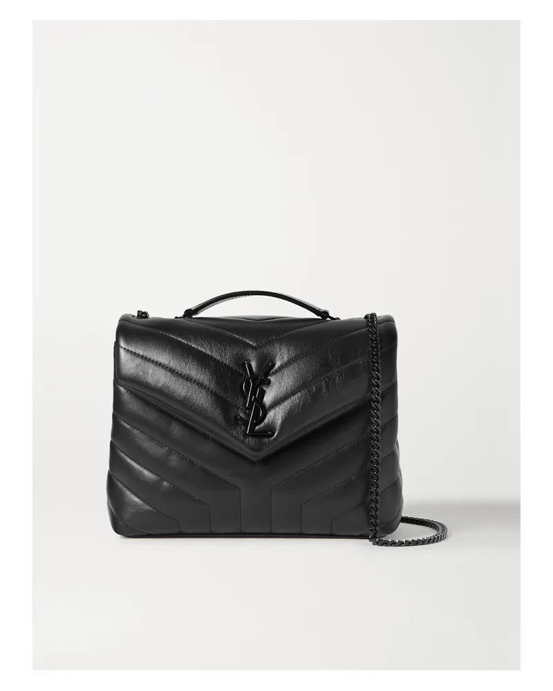 Saint Laurent Loulou Small Matelassé Leather Shoulder Bag - Black Black