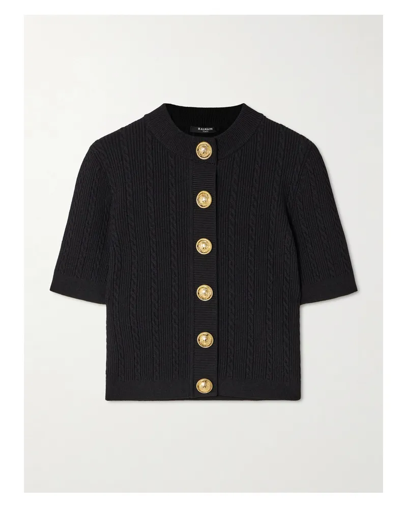 Balmain Cardigan Aus Zopfstrick - Schwarz Schwarz