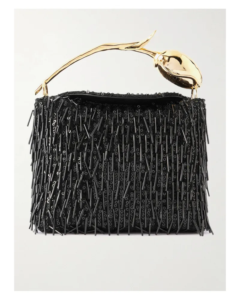 Erdem Bloom Mini Clutch Aus Mesh Mit Verzierungen - Schwarz Schwarz