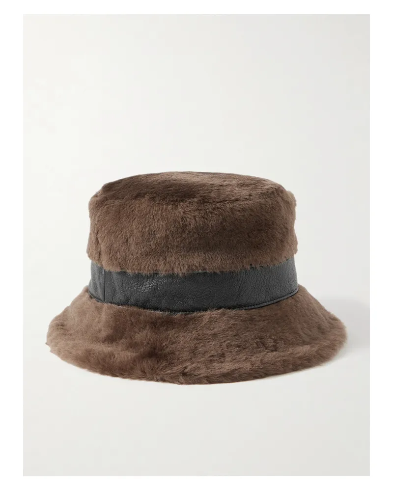 Gigi Burris Molly Hut Aus Shearling Mit Lederbesatz - Braun Braun