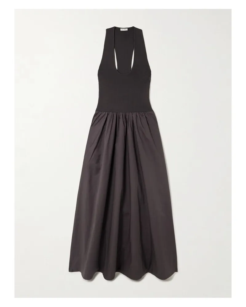 St. Agni Midikleid Aus Rippstrick Und Baumwollpopeline - Braun Braun