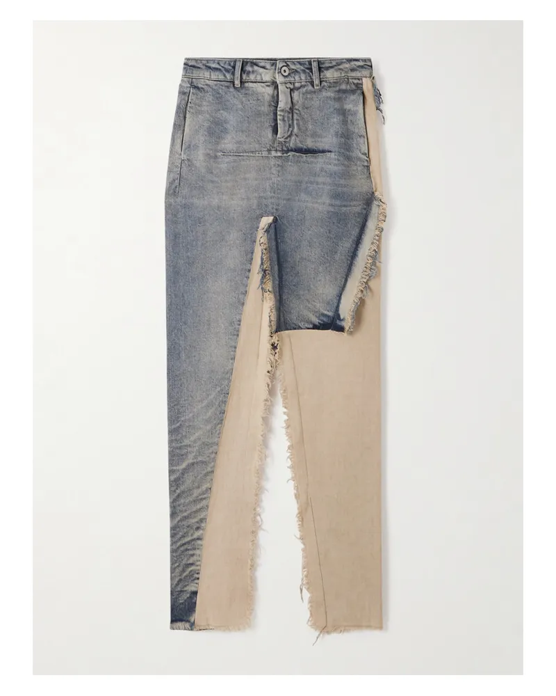 Rick Owens Maxirock Aus Denim In Distressed-optik Mit Einsätzen Aus Baumwolle - Blau Blau
