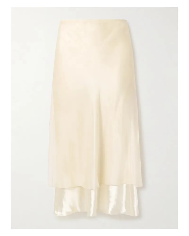KHAITE Monina Mehrlagiger Midirock Aus Satin Und Organza - Creme Creme