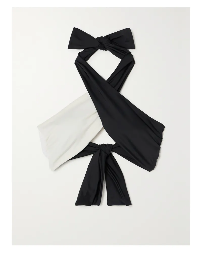 Johanna Ortiz Net Sustain Chilled Vibe Schwarz-weißes Neckholder-bikini-oberteil Schwarz