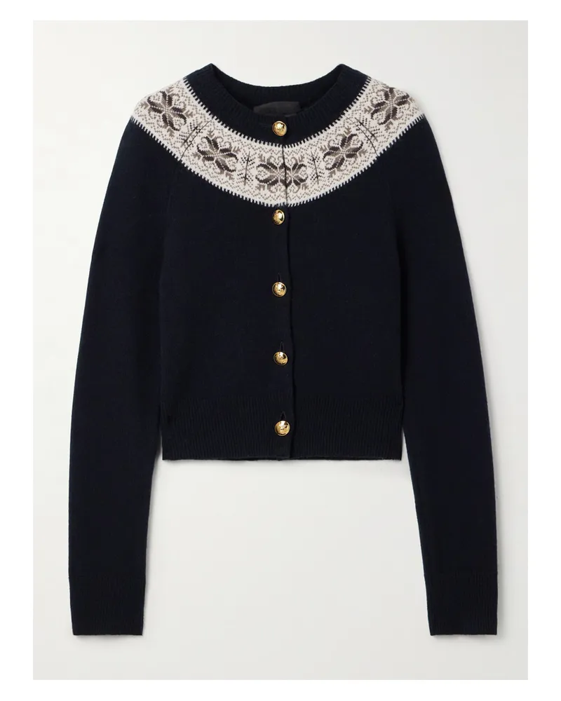 Nili Lotan Josefa Fair Isle Cashmere Cardigan - Blue Blue