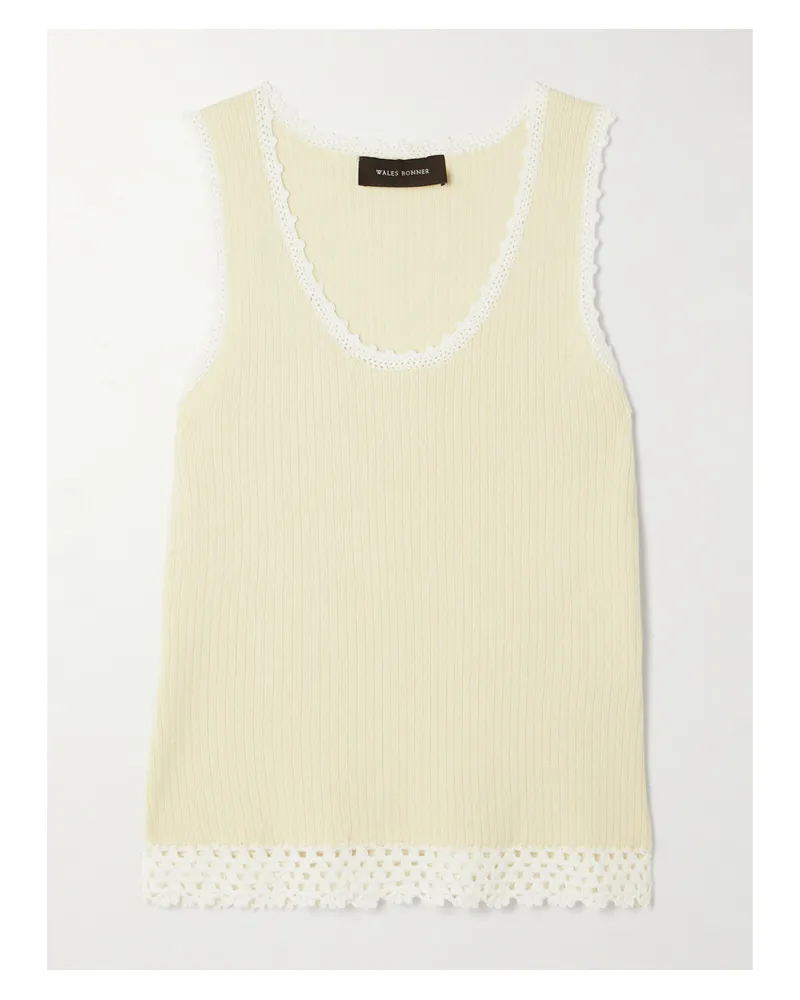 Wales Bonner Alice Tanktop Aus Strick Aus Einer Baumwollmischung Mit Häkelbesätzen - Gelb Gelb