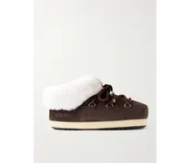 Evx Mules Aus Shearling Mit Zierperlen - Braun