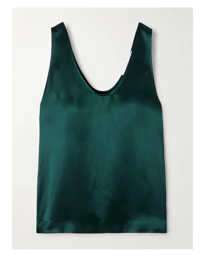Another Tomorrow Tanktop Aus Satin - Blau Blau