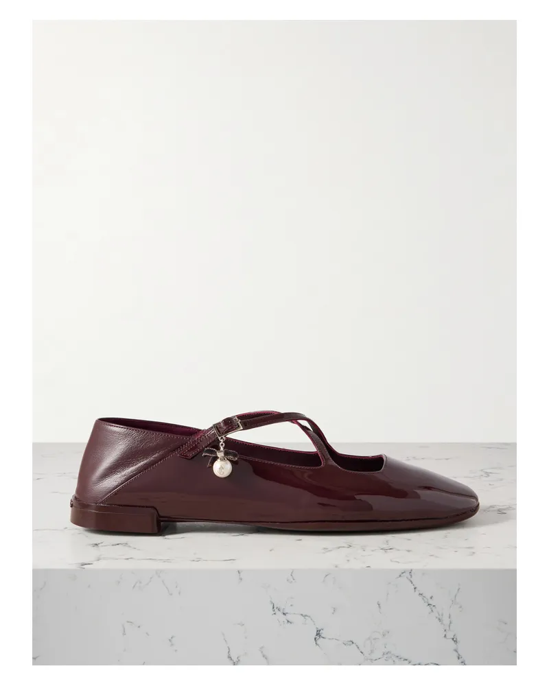 Jimmy Choo Eleri Ballerinas Aus Lackleder Mit Einklappbarer Fersenpartie Und Verzierung - Burgunder Burgunder