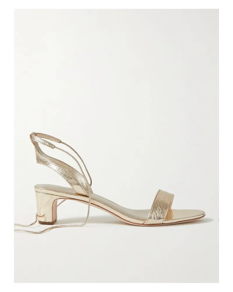 Loeffler Randall Jackie Sandalen Aus Metallic-leder In Knitteroptik - Gold Gold