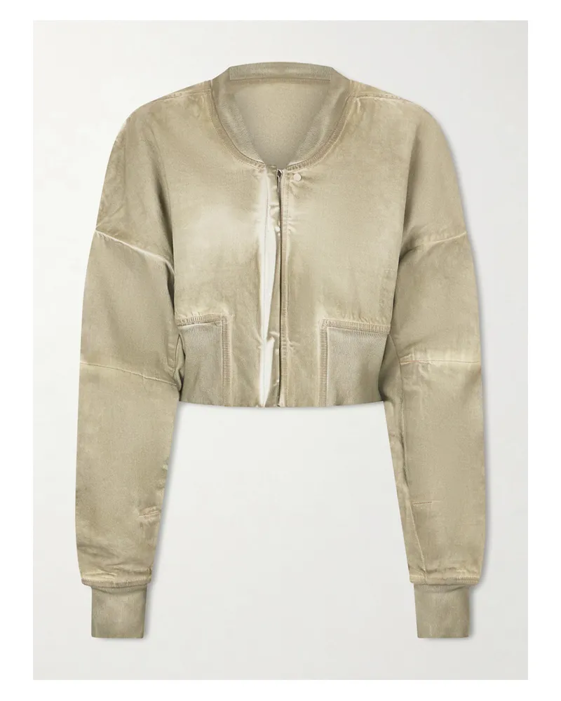 Rick Owens Cropped Distressed Denim Jacket - Neutrals Neutrals