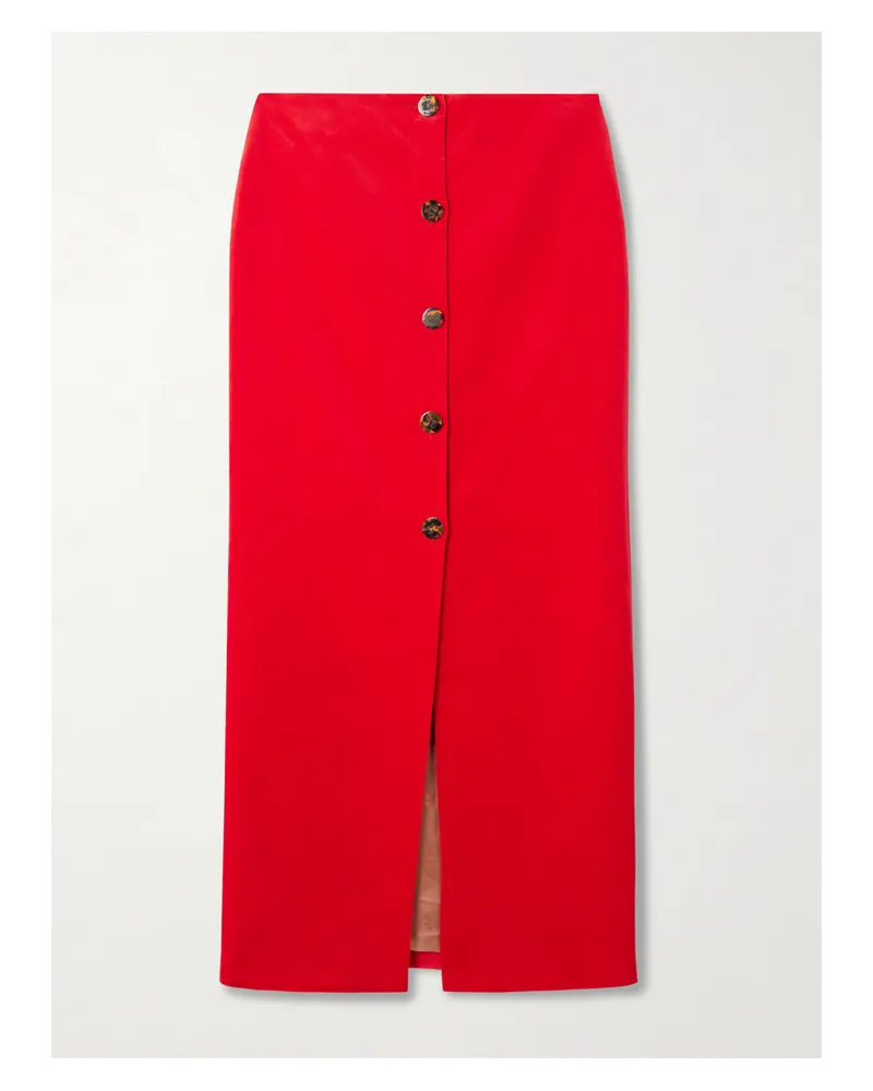 Blazé Milano Jealousy Malaya Midirock Aus Samt Aus Einer Baumwoll-leinenmischung Mit Zierknöpfen - Rot Rot