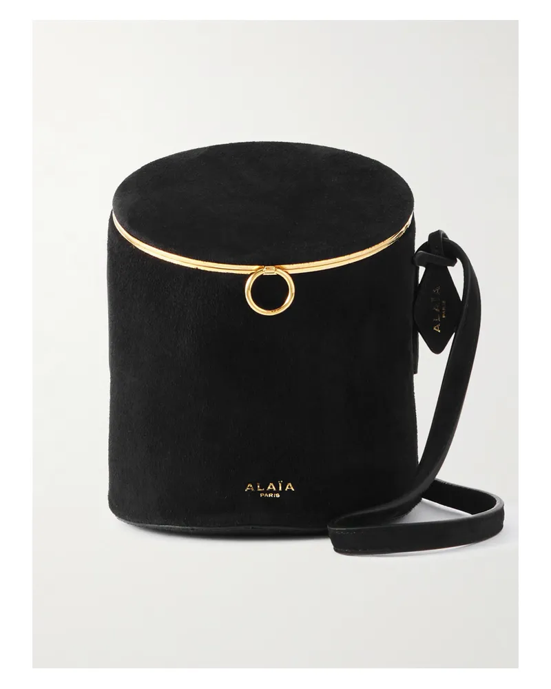 Alaïa La Canette Small Suede Shoulder Bag - Black Black