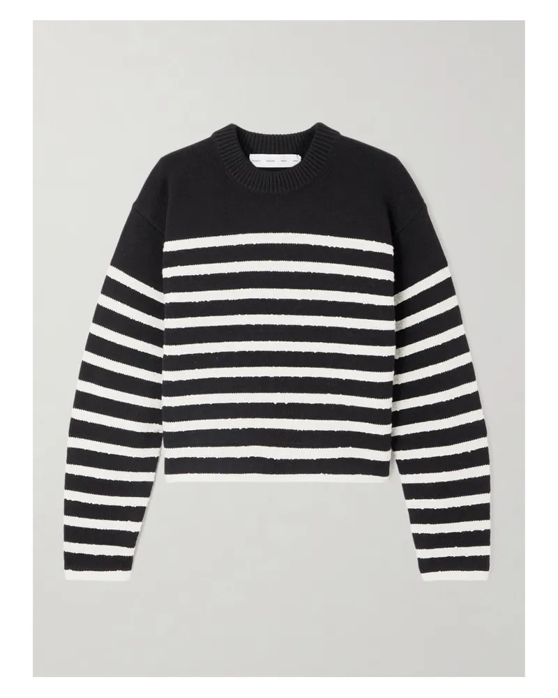 Proenza Schouler Nia Verkürzter Pullover Aus Einer Gestreiften Baumwollmischung - Schwarz Schwarz