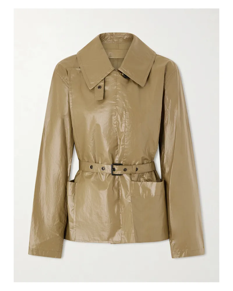 Christophe Lemaire Double-breasted Belted Coated Cotton-canvas Jacket - Brown Brown