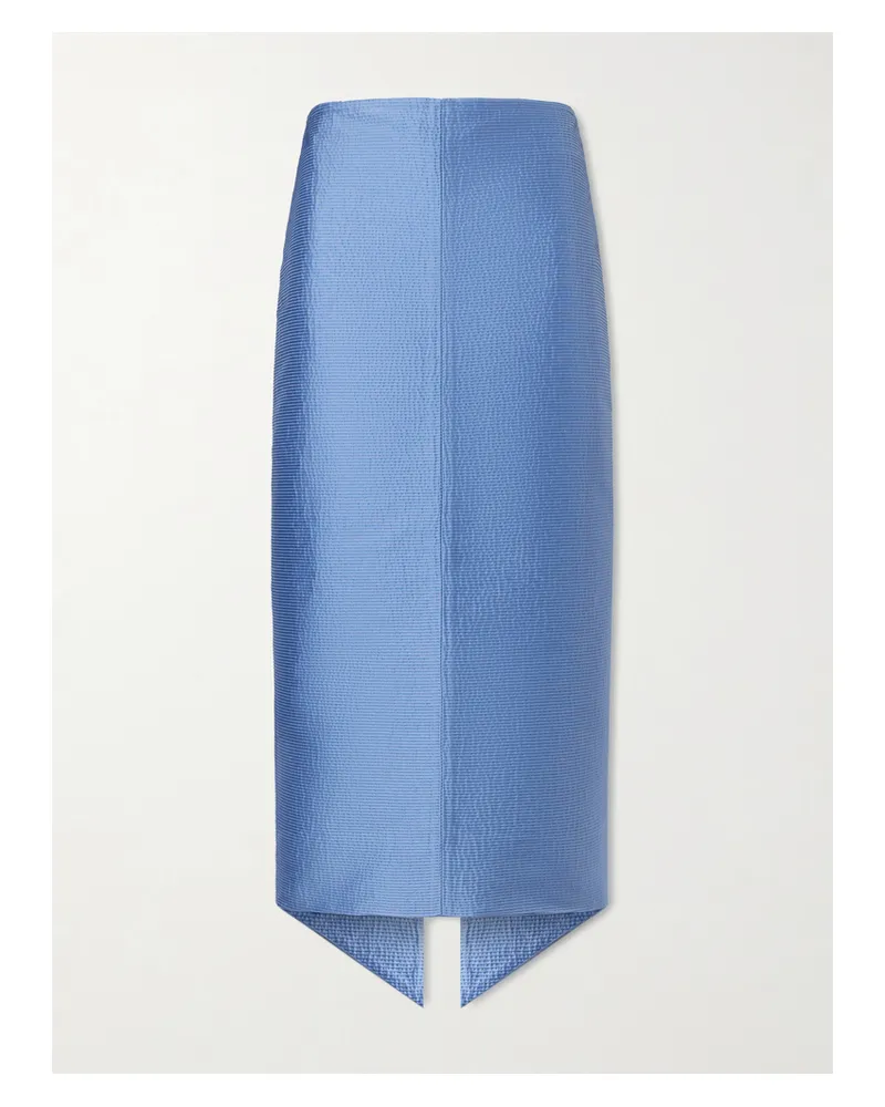 Lanvin Asymmetrical Satin-jacquard Midi Skirt - Blue Blue
